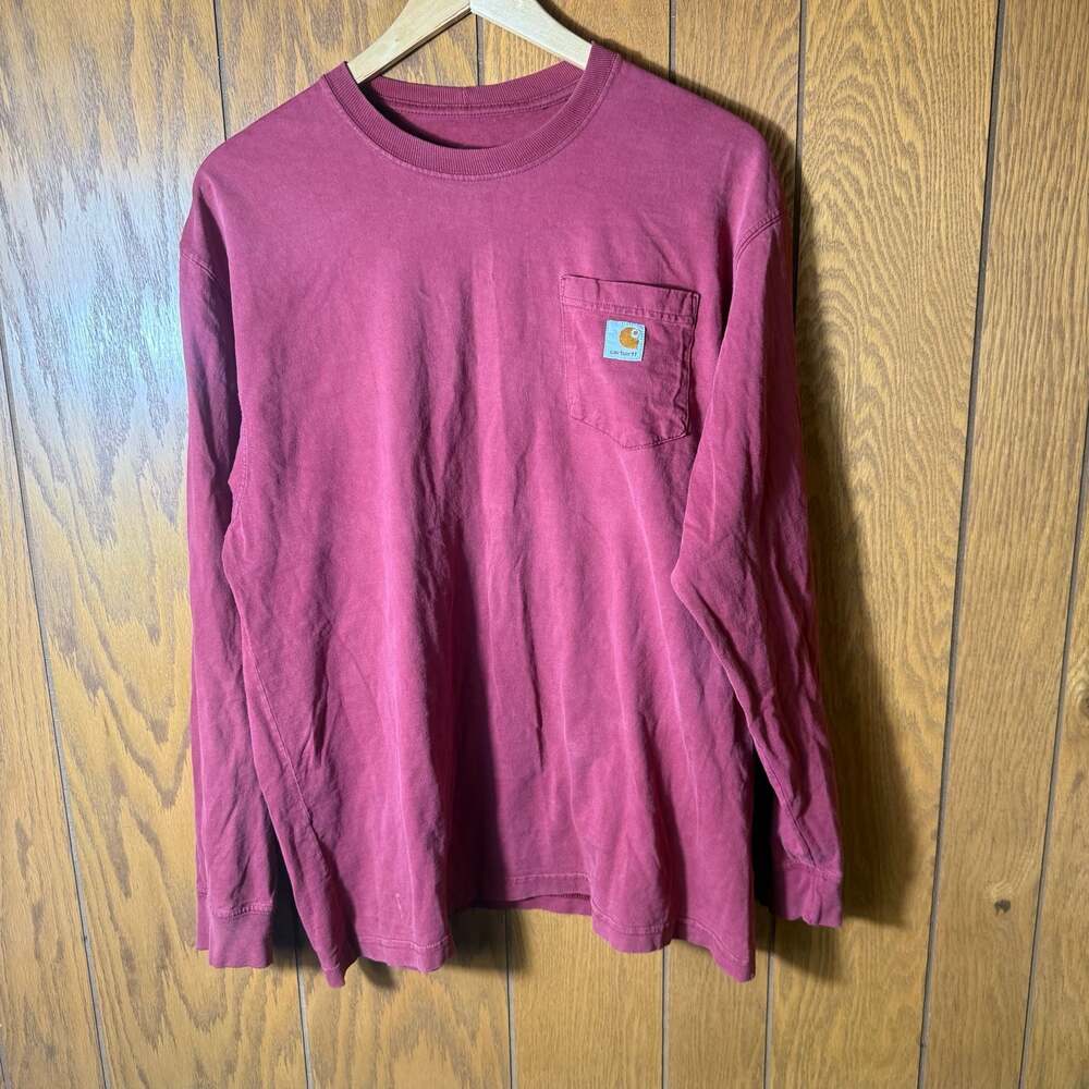 Carhartt Long Sleeve Pocket T-Shirt Maroon Size L